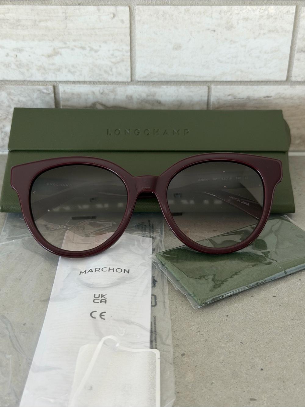 NEW Longchamp Women's Burgundy Round Sunglasses  NEW